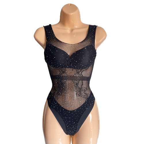 Body malla con brillo color negro