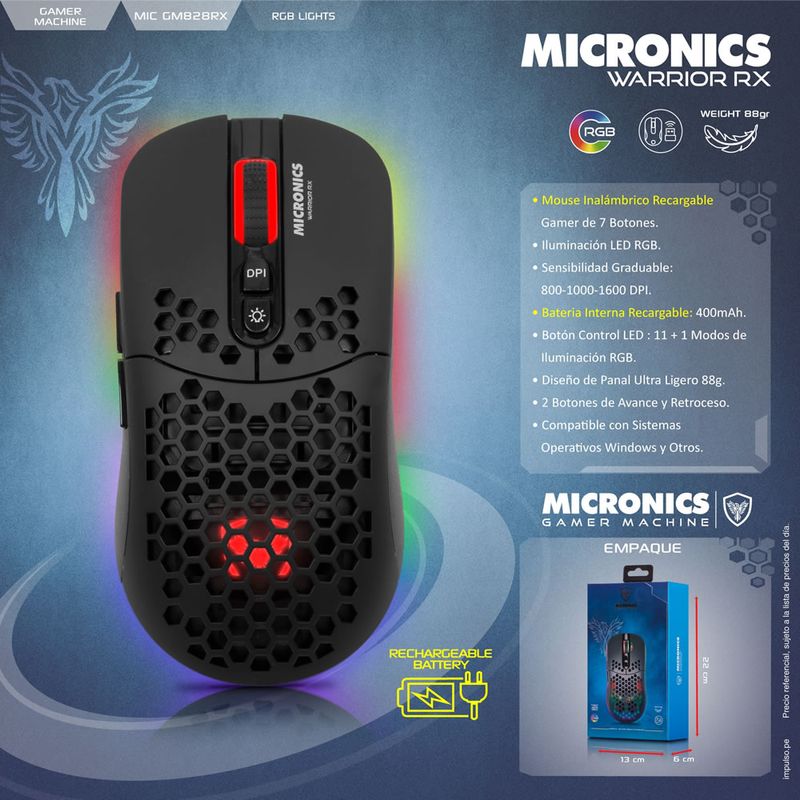 Mouse-Inalambrico-Micronics-Warrior-GM828RX-Negro