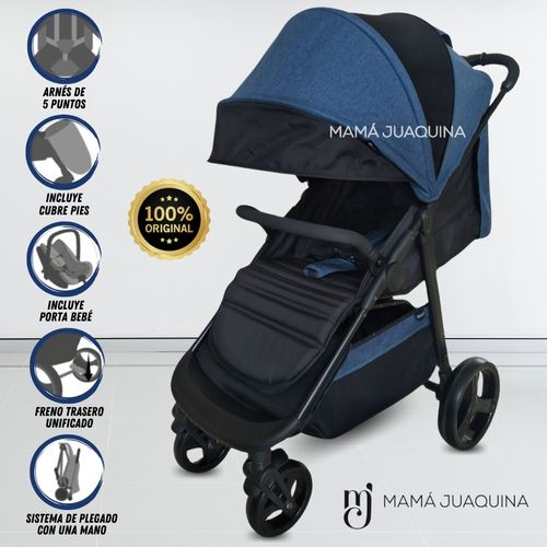 Coche de Paseo «CAZZU» con Porta Bebé - Azul