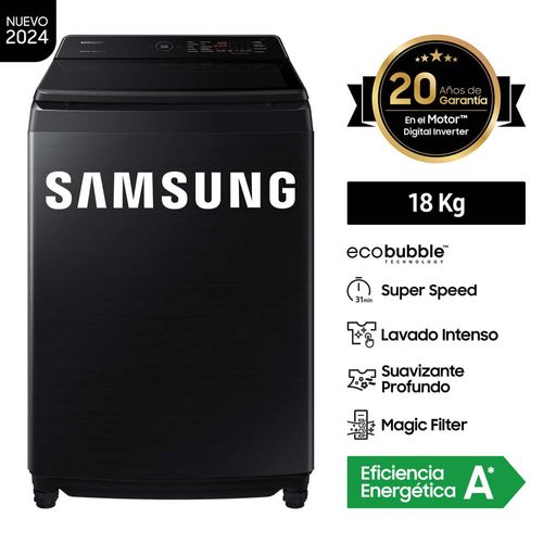 Lavadora SAMSUNG Carga Superior 18Kg WA18CG6745BVPE Negro