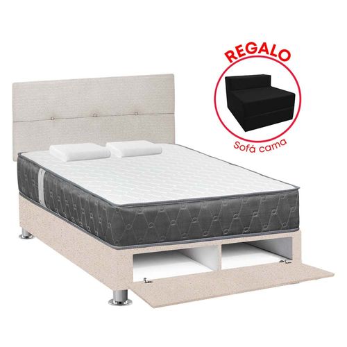 Dormitorio Sabanera FORLI Acqua 2 Plazas Blanco/Beige + Sofá Cama