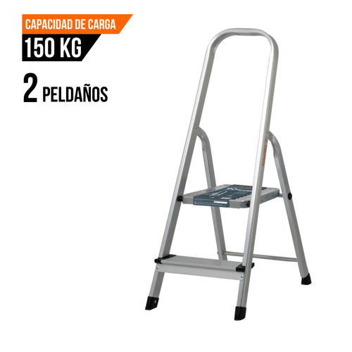 Escalera Tubular Plegable 2 peldaños de aluminio Truper