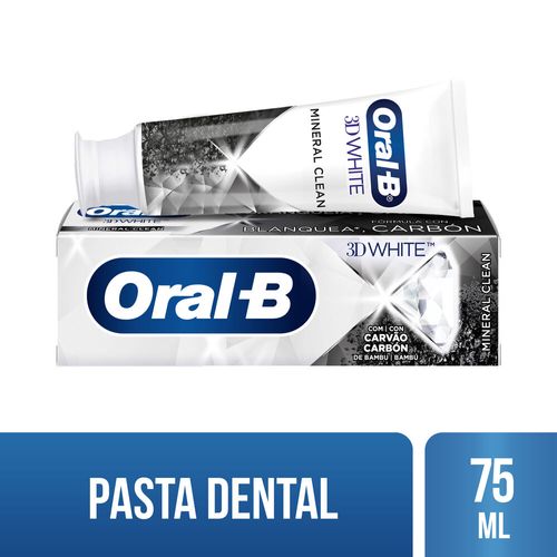 Pasta Dental Oral B 3D White Carbón Mineral Clean 75ml