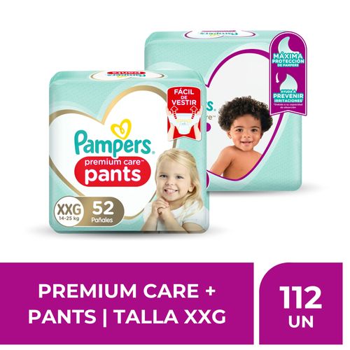 Packs Pañales PAMPERS Premium Care + Pañales Premium Care Pants Talla XXG 112un