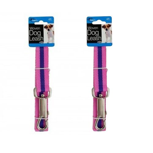 Packx2 Correa para perro de nylon tejida Rosada - Rosa con rayas moradas