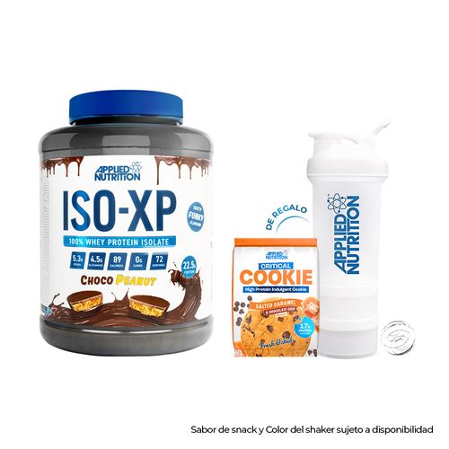 Proteína Aislada ISO-XP 1.8 kg. Choco Peanut + Critical Cookie Salted Caramel + Prostak Shaker 450 m