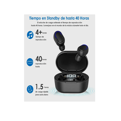 1 HORA AUT114 AUDIFONOS INALAMBRICOS TWS CON INDICADOR LED