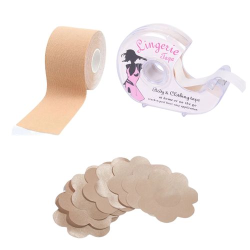 Pack Boob Tape 5cm + Fashion Tape + Cubre Pezon Descartable - Skin