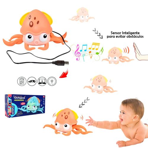 Pulpo Bailarín Recargable con Sensor Melón - Tummy Time