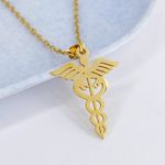 Collar-Esculapio-dorado-Caduceo-De-Hermes-Simbolo-Medicina-regalo-Doctor