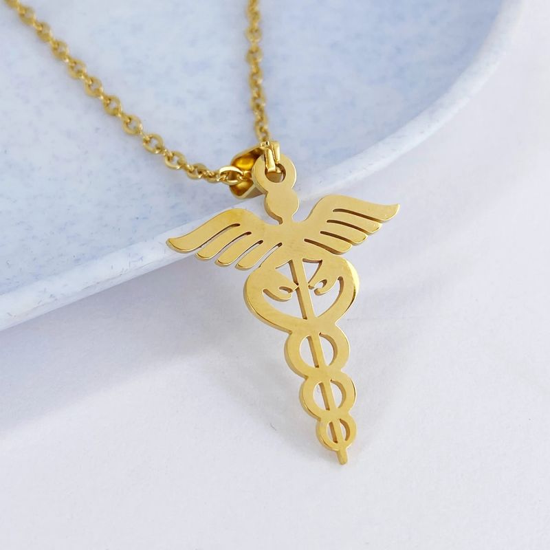 Collar-Esculapio-dorado-Caduceo-De-Hermes-Simbolo-Medicina-regalo-Doctor