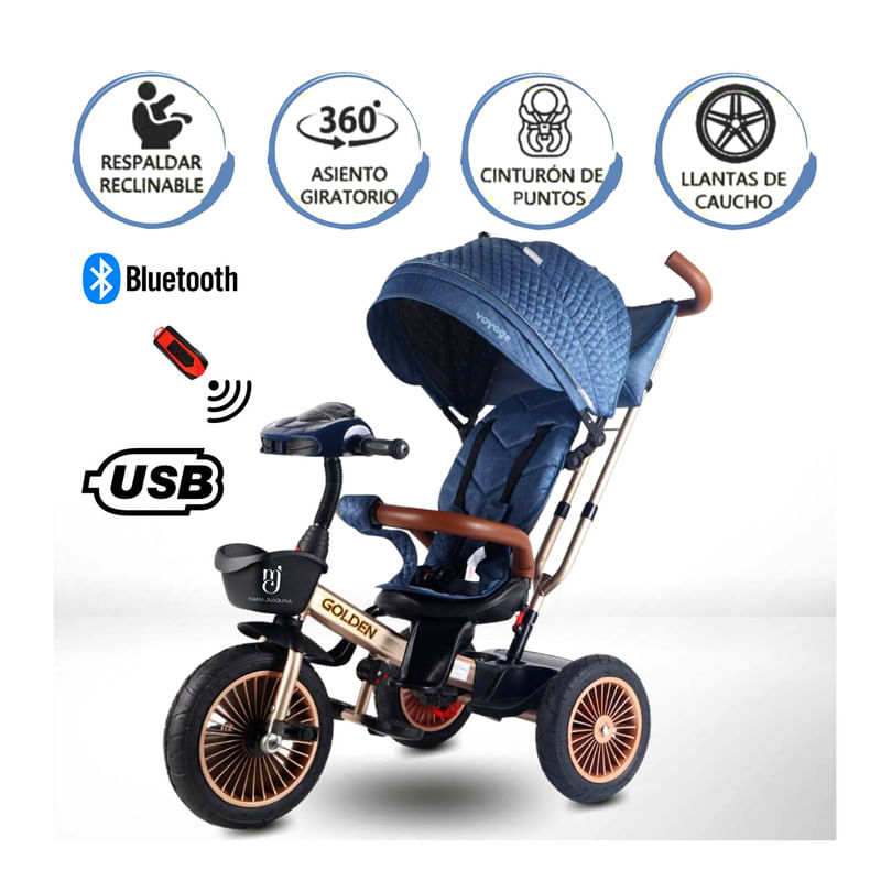 Triciclo Giratorio Voyage GOLDEN Blue Shopstar
