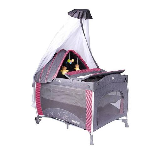 Cuna Corral Aluminio Ebaby NOA 780 Con Tul - Rojo