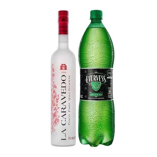 PISCO LA CARAVEDO QUEBRANTA 750ML + EVERVESS 1.5LT