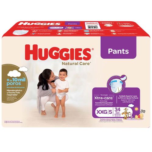 Pañales HUGGIES Natural Care XXG Paquete 34un