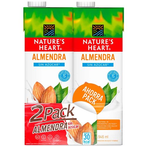 Bebida de Almendra sin Azúcar NATURES HEART Caja 946ml Paquete 2un