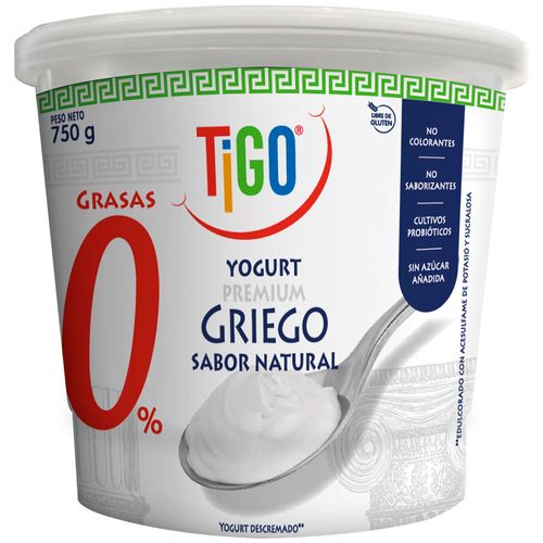 Yogurt Griego Natural Descremado TIGO Pote 750g