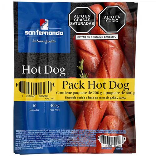 Hot Dog SAN FERNANDO Paquete 600g