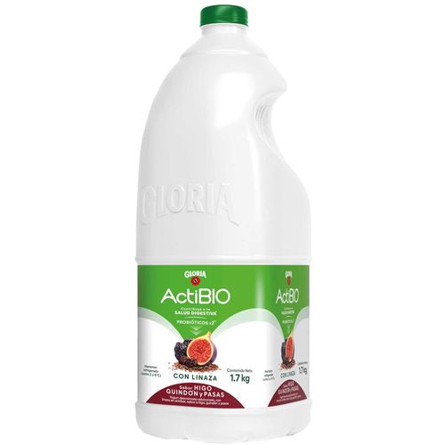 Yogurt GLORIA ActiBio con Linaza Sabor a Higo, Guindón y Pasas Galonera 1.7Kg