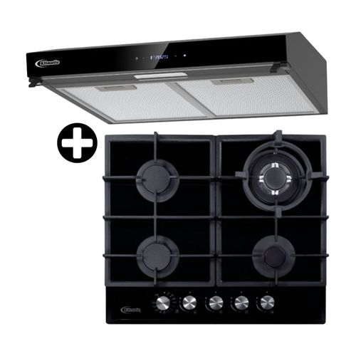 COMBO Cocina empotrable Aosta 60 Negra 60cm Klimatic + Campana extractora Amsterdam 60cm Klimatic