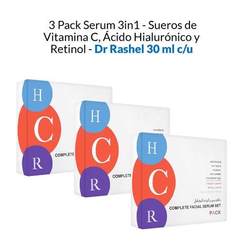 3 Pack Serum 3 en 1 - Sueros de Vitamina C, Ácido Hialurónico y Retinol - Dr Rashel 30 ml