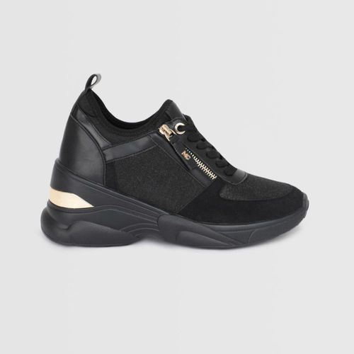 Zapatillas Urbanas Malabar Collection Para Mujer Taco Bling Negro