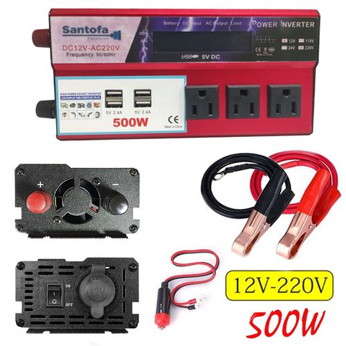 Inversor de Corriente 12v a 220v 500w pantalla LCD 4 USB 3 Sockets