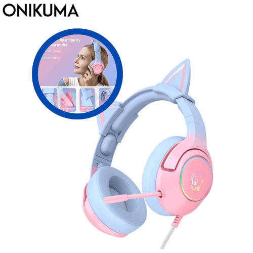 Audifonos Gamer Onikuma Gaming headset K9 Pink Blue