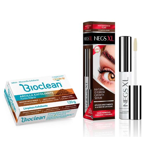 Bioclean Jabón Barra Arcilla 120g + Negs XL Engrosador Cejas