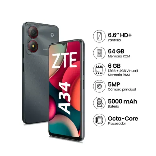 Celular ZTE BLADE A34 2GB 64GB Gris