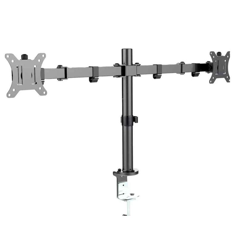 Rack-para-Monitor-Doble-Brazo-Vesa-hasta-32-pulg-Regulable-100x100-75x75-8kg-180°-Acero-Tubo-DT