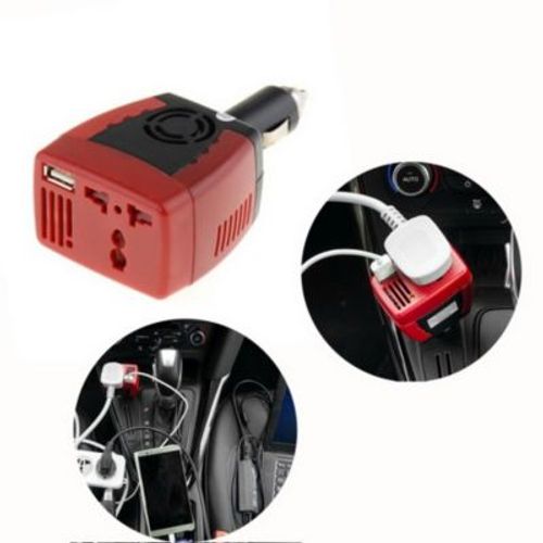 INVERSOR DE CORRIENTE PARA AUTO DE 12V A 220V USB 75W CARGADOR