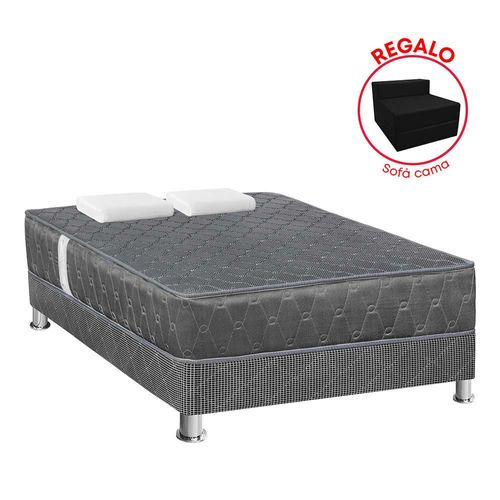 Cama Americana Acqua 2 Plazas + Sofá Cama Gris Oscuro