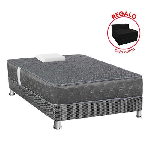 Cama Americana Acqua 1.5 Plazas + Sofá Cama Gris