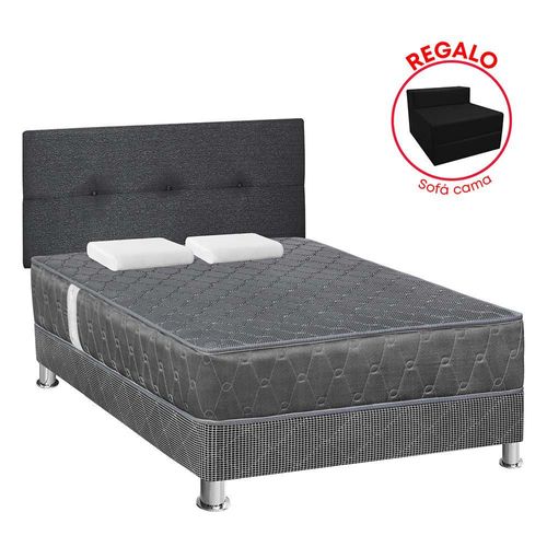 Dormitorio Acqua 2 Plazas + Sofá Cama Gris