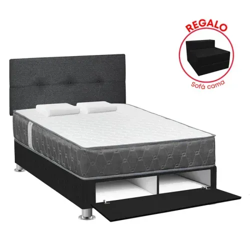 Juego Dormitorio Forli Sabanera Acqua 2PLZ Gris + Sofá Cama