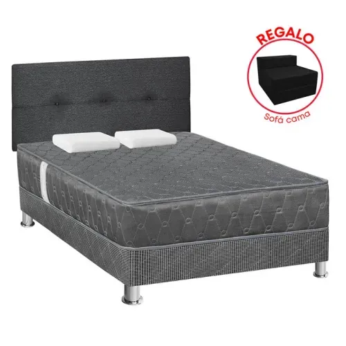 Juego Dormitorio Forli Acqua Gris 2PLZ + Sofá Cama