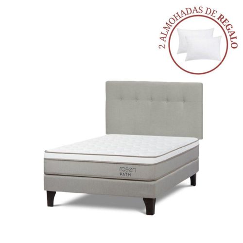 Cama Europea Path Niebla 2 Plazas R.N Bennet Natural + 2 Almohadas