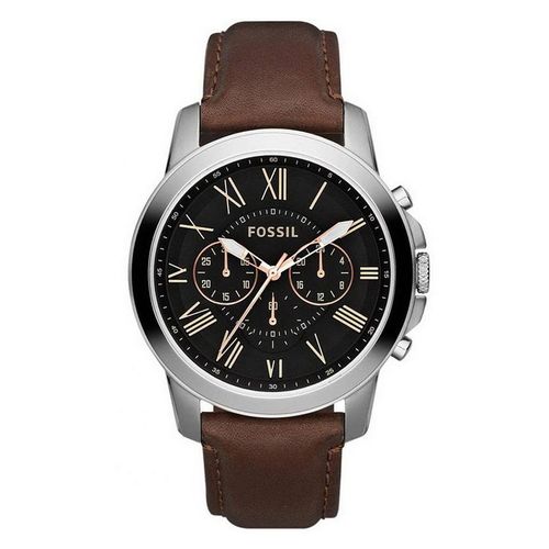 Reloj Fossil Acero Plateado Con Cuero Marrón F4813IE FOS-6