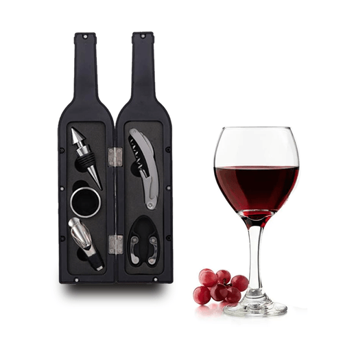 Kit para Vino Set de 5 Herramientas Saca Corcho para Botella de Vino + Set de 6 Copas para Vino de V