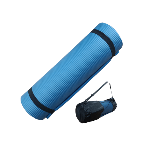 Colchoneta Yoga Mat Gruesa 15 mm Premiun con Bolso y Sujetador Color Azul