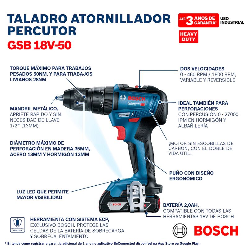 Taladro-Percutor-Inalambrico-Bosch-18V-GSB-18V-50-Brushless---Maleta---2Baterias-x-20-Ah---Cargador