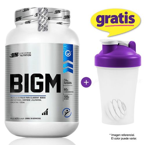 GANADOR DE MASA MUSCULAR BIGM 2KG CHOCOLATE + SHAKER