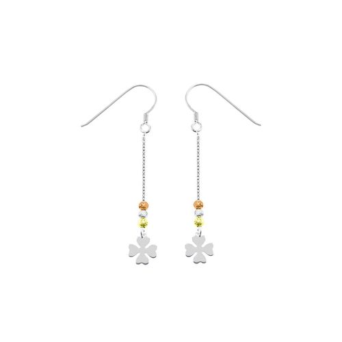 Aretes Trebol Acolgante plata 925