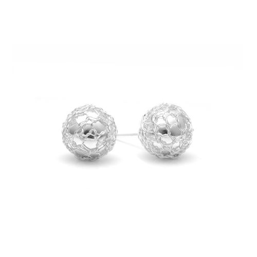 Aretes Bola Tejida Plata 925