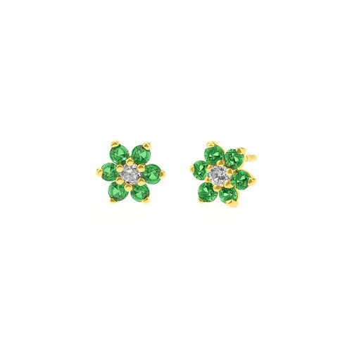 Aretes Esmeralda conDiamante Oro18K