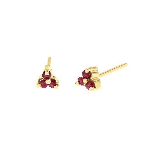 Aretes Oro 18K Con Rubi