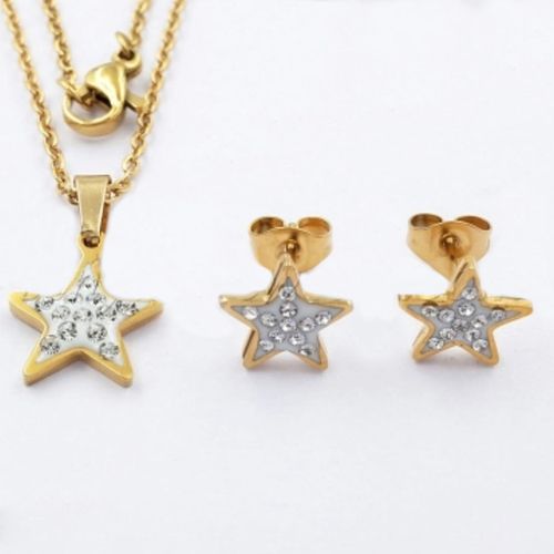 Set de Collar + aretes Stars en Acero