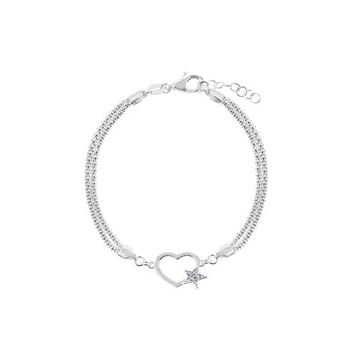 Pulsera Corazon Estrella Cz Plata 925