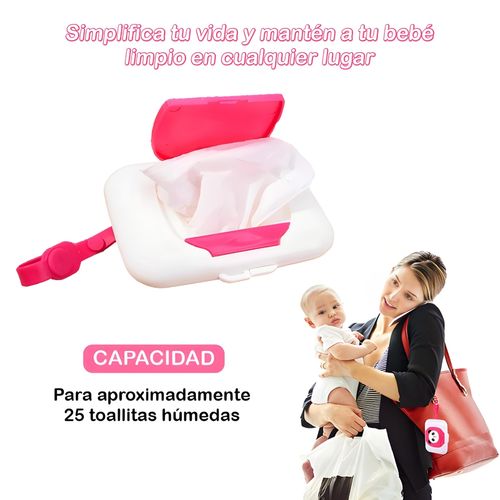 Estuche Plástico para Almacenar Toallitas Húmedas - Rosado